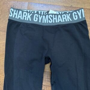 Gymshark Seamless Leggings Women Medium Black Gray Logo Waistband B1A2N
